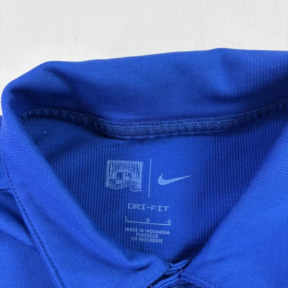 Atlanta Braves Nike Polo Shirt Mens L Blue Cooperstown Collection Dri Fit MLB